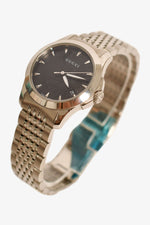 Gucci Stainless Steel Black Face Logo Watch