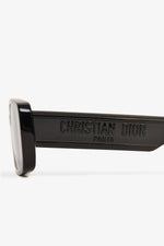 Christian Dior Black Acrylic Logo Rectangle Sunglasses