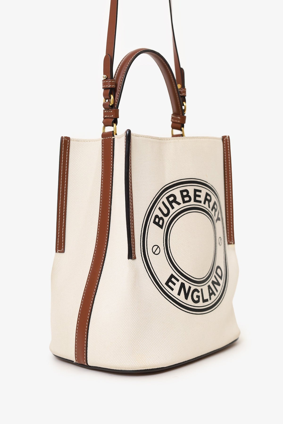 Burberry Off-White Canvas Small Peggy Bucket Bag