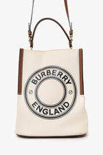 Burberry Off-White Canvas Small Peggy Bucket Bag