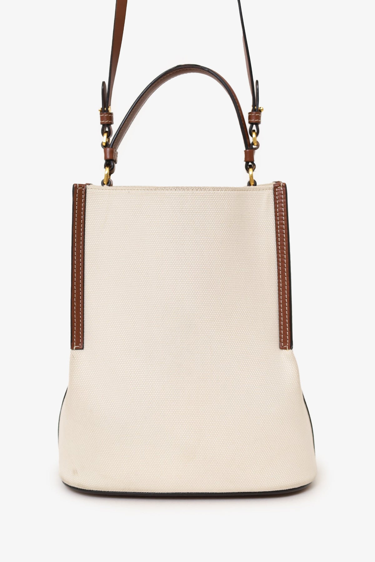 Burberry Off-White Canvas Small Peggy Bucket Bag