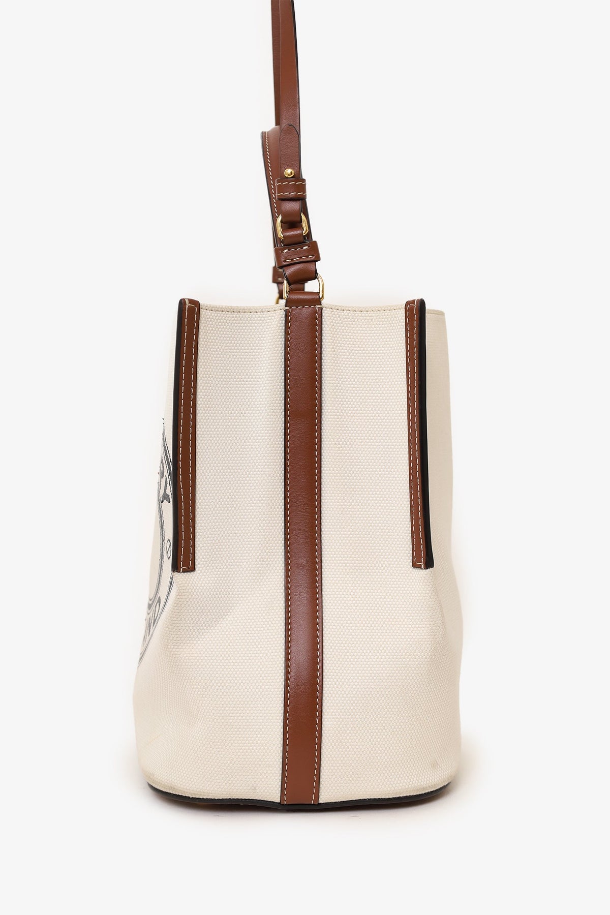 Burberry Off-White Canvas Small Peggy Bucket Bag