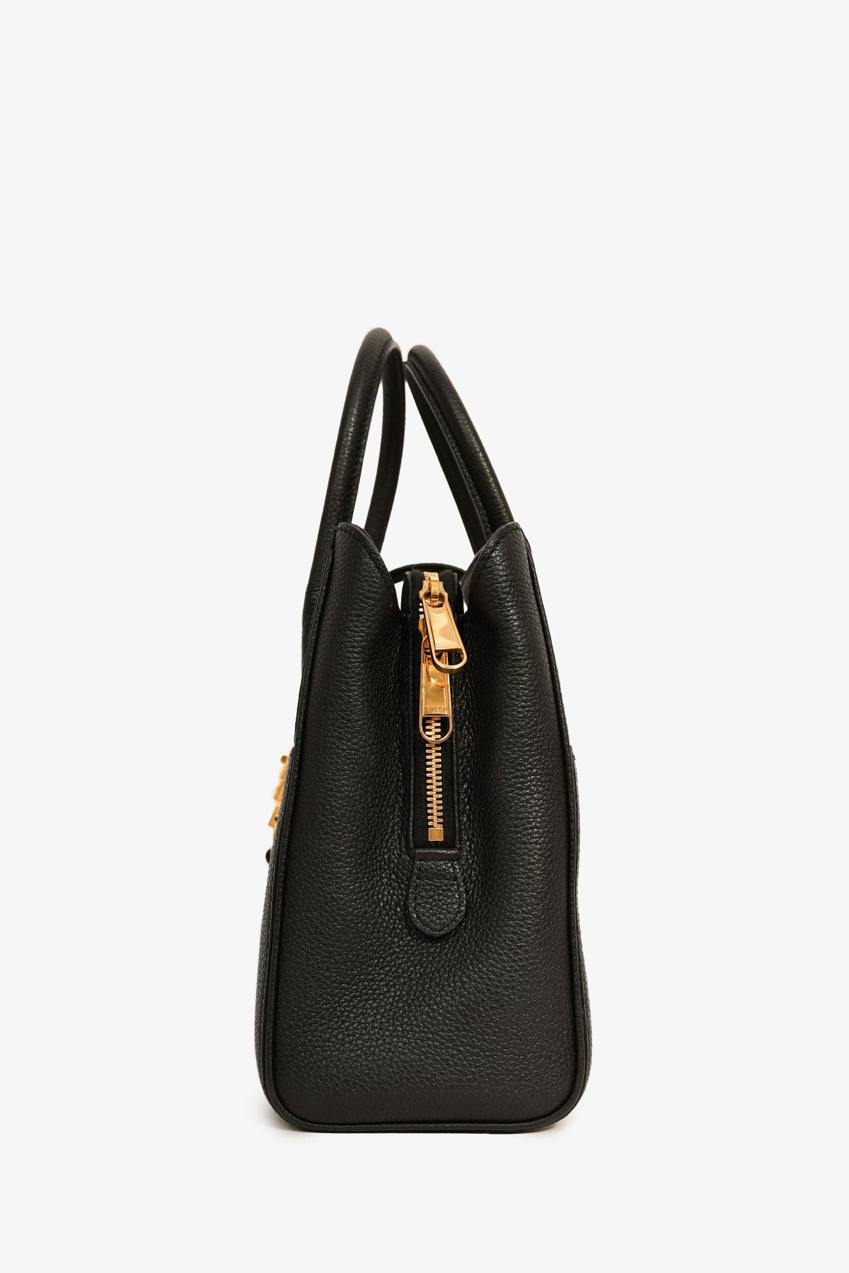 Gucci Black Leather Medium 'Jackie' Top Handle Bag with Strap
