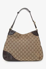 Gucci brown 'GG' Web Horsebit Hobo Bag