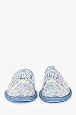 Christian Dior White/Blue Jacquard Slippers Size 37