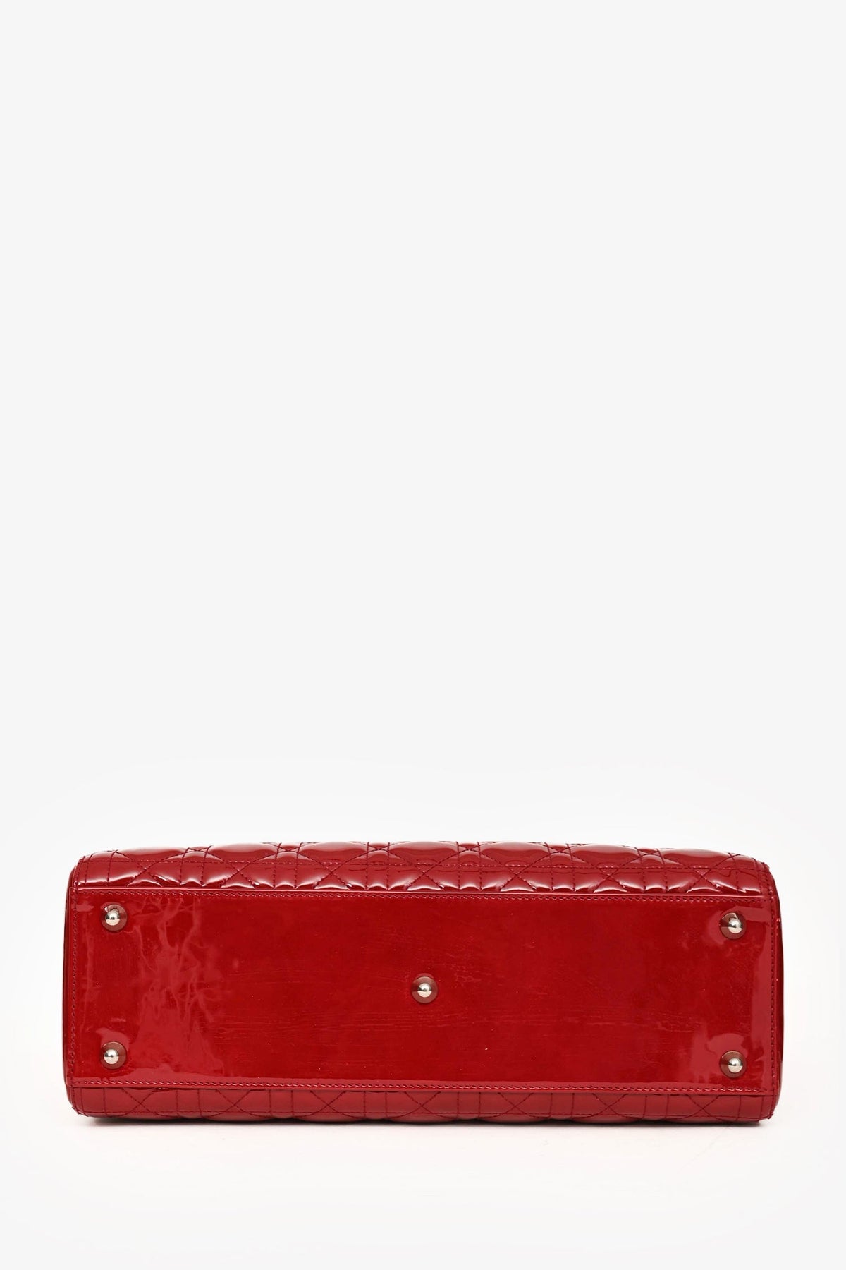 Christian Dior 2011 Red Patent Leather Large Lady Dior with Strap