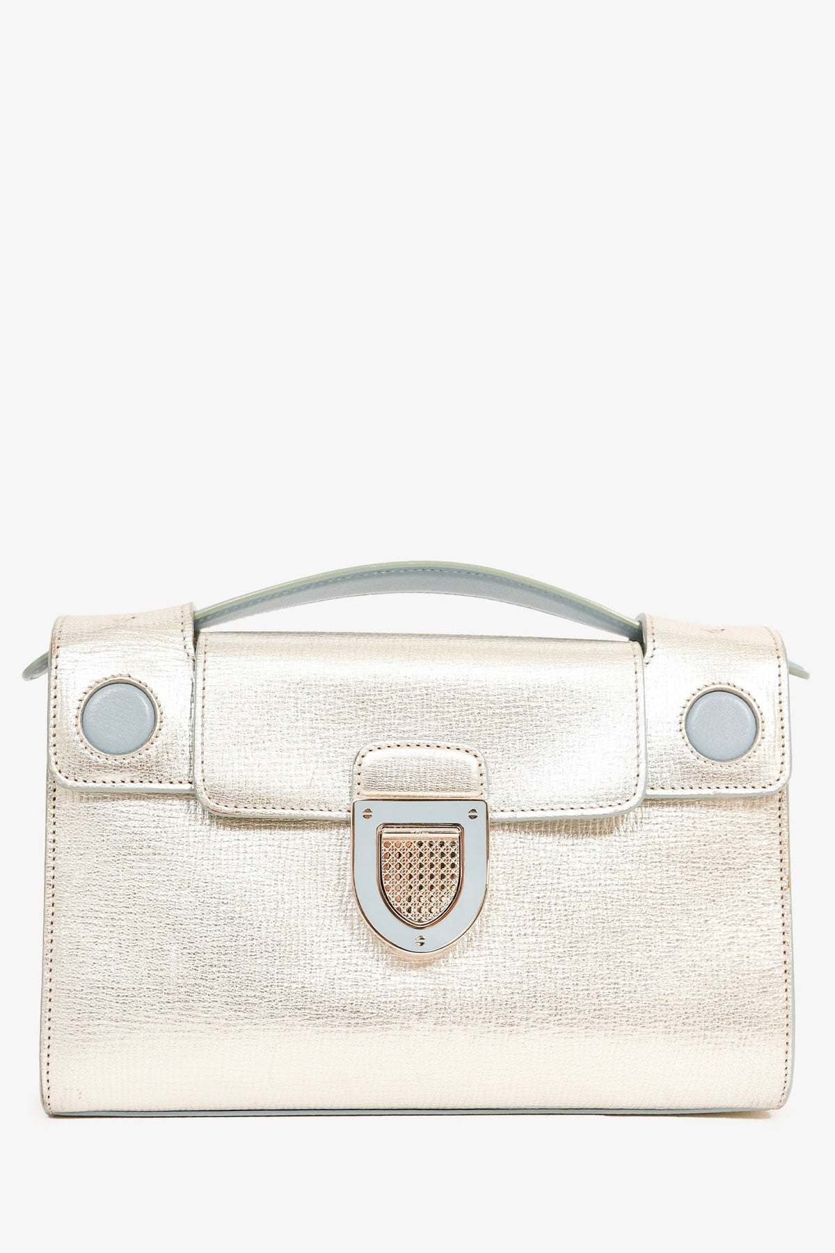 Christian Dior Silver/Light Blue Leather 'Diorever' Pochette Top Handle with Strap