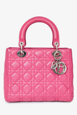 Christian Dior 2013 Pink Cannage Leather Lady Dior Top Handle with Strap