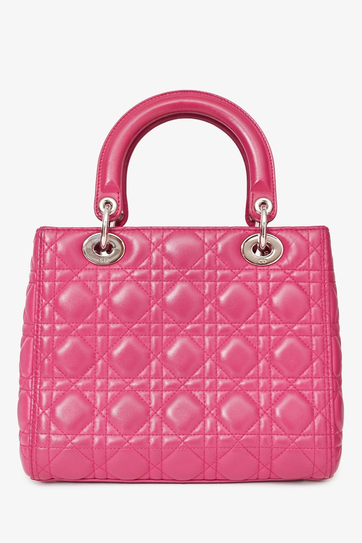 Christian Dior 2013 Pink Cannage Leather Lady Dior Top Handle with Strap