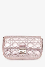 Christian Dior 2014 Pink Metallic Cannage Leather 'Miss Dior' Wallet on Chain