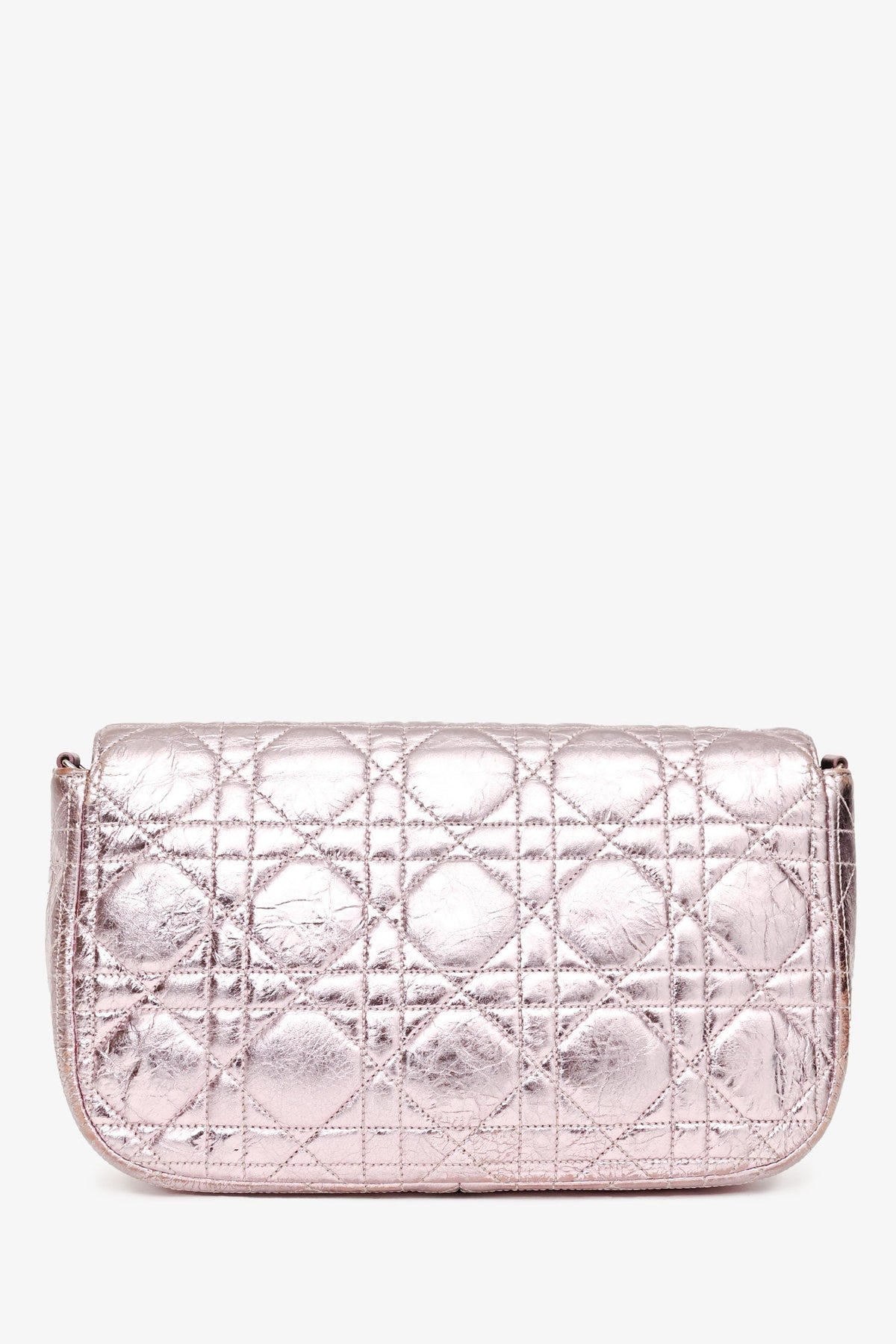 Christian Dior 2014 Pink Metallic Cannage Leather 'Miss Dior' Wallet on Chain