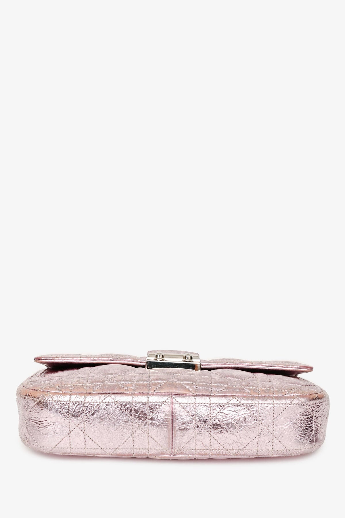 Christian Dior 2014 Pink Metallic Cannage Leather 'Miss Dior' Wallet on Chain