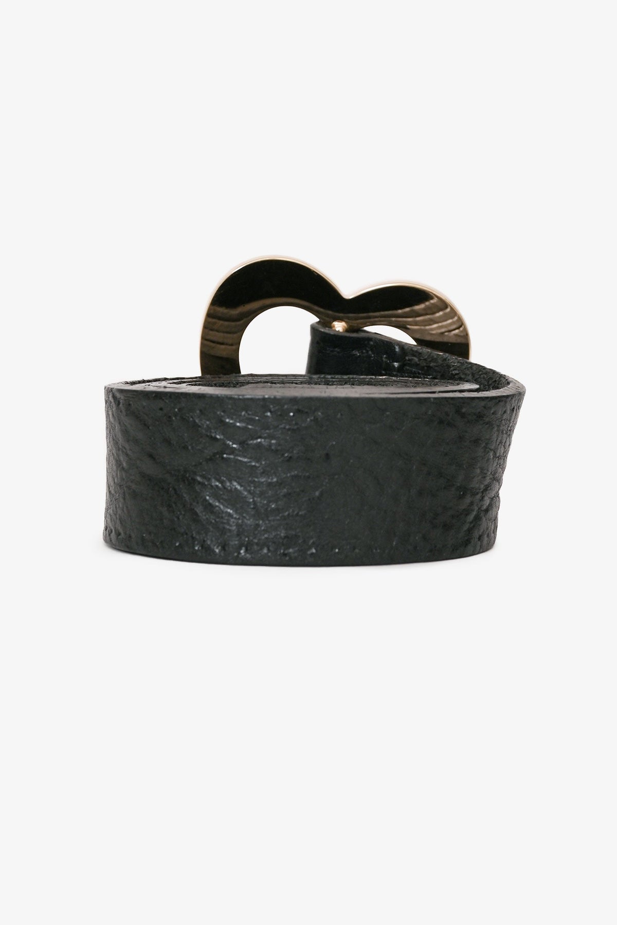 Gucci Black Leather Heart Shape Buckle Belt Size 85/34