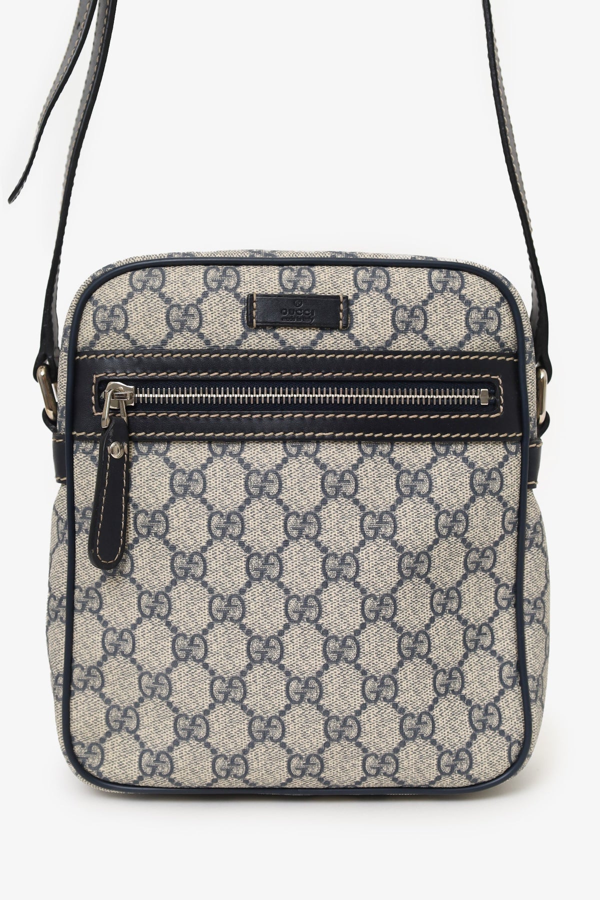 Gucci Black/Navy GG Supreme Canvas Messenger Bag