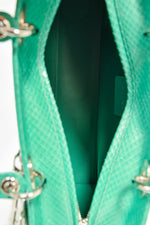 Christian Dior 2014 Teal Patent Python Large Lady Dior Top Handle with Strap