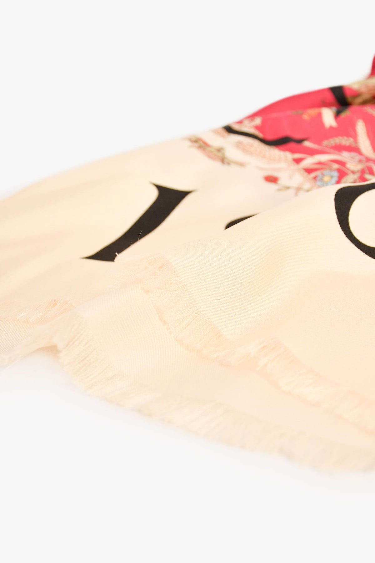 Gucci Burgundy/Cream Floral Silk Rectangle Scarf