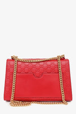 Gucci Red Leather Guccissima Medium Padlock Shoulder Bag