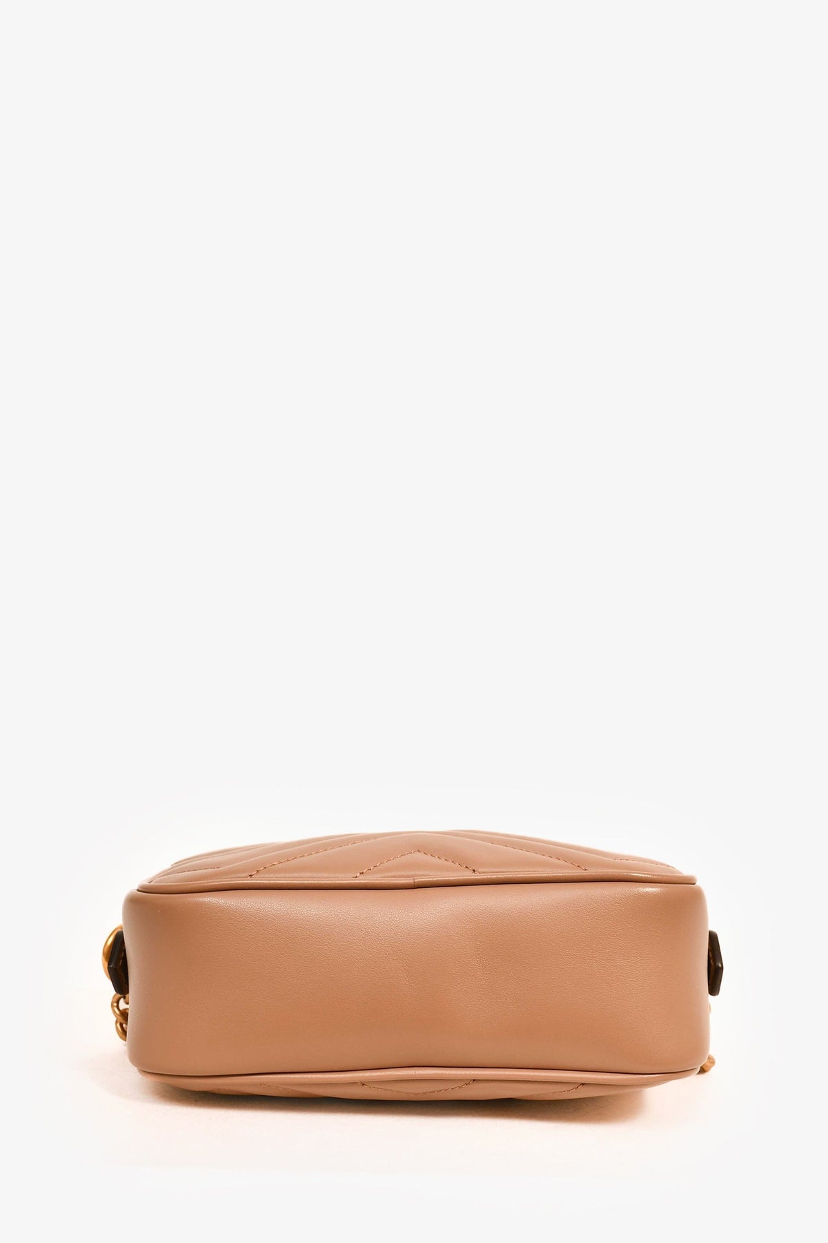 Gucci Beige GG Quilted Chevron Leather Marmont Mini Camera Bag