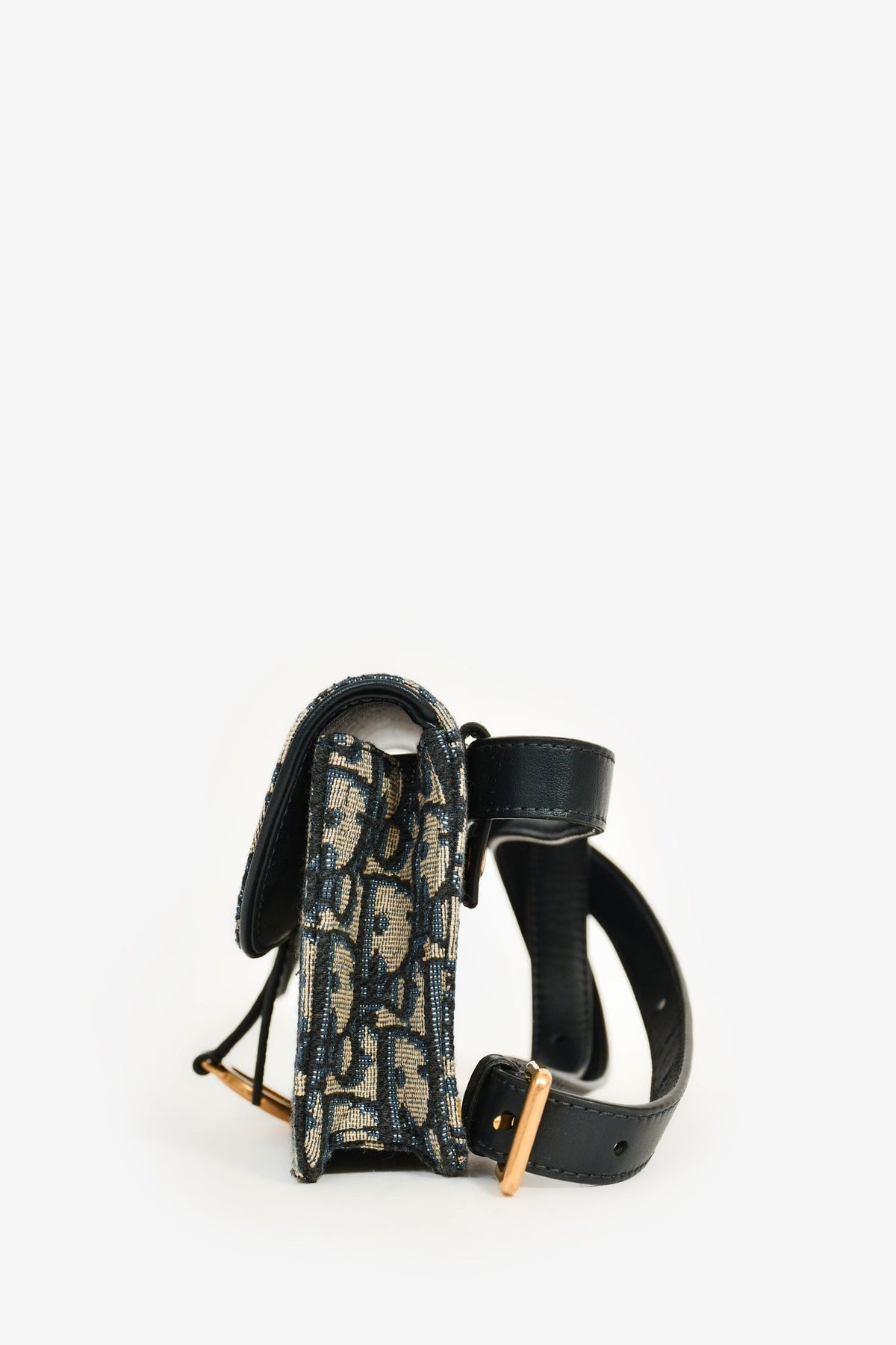 Christian Dior 2022 Blue Coated Canvas Oblique Logo Belt Bag