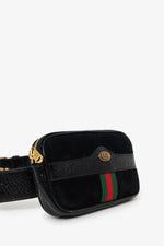 Gucci Black Suede Patent Web Ophidia Belt Bag