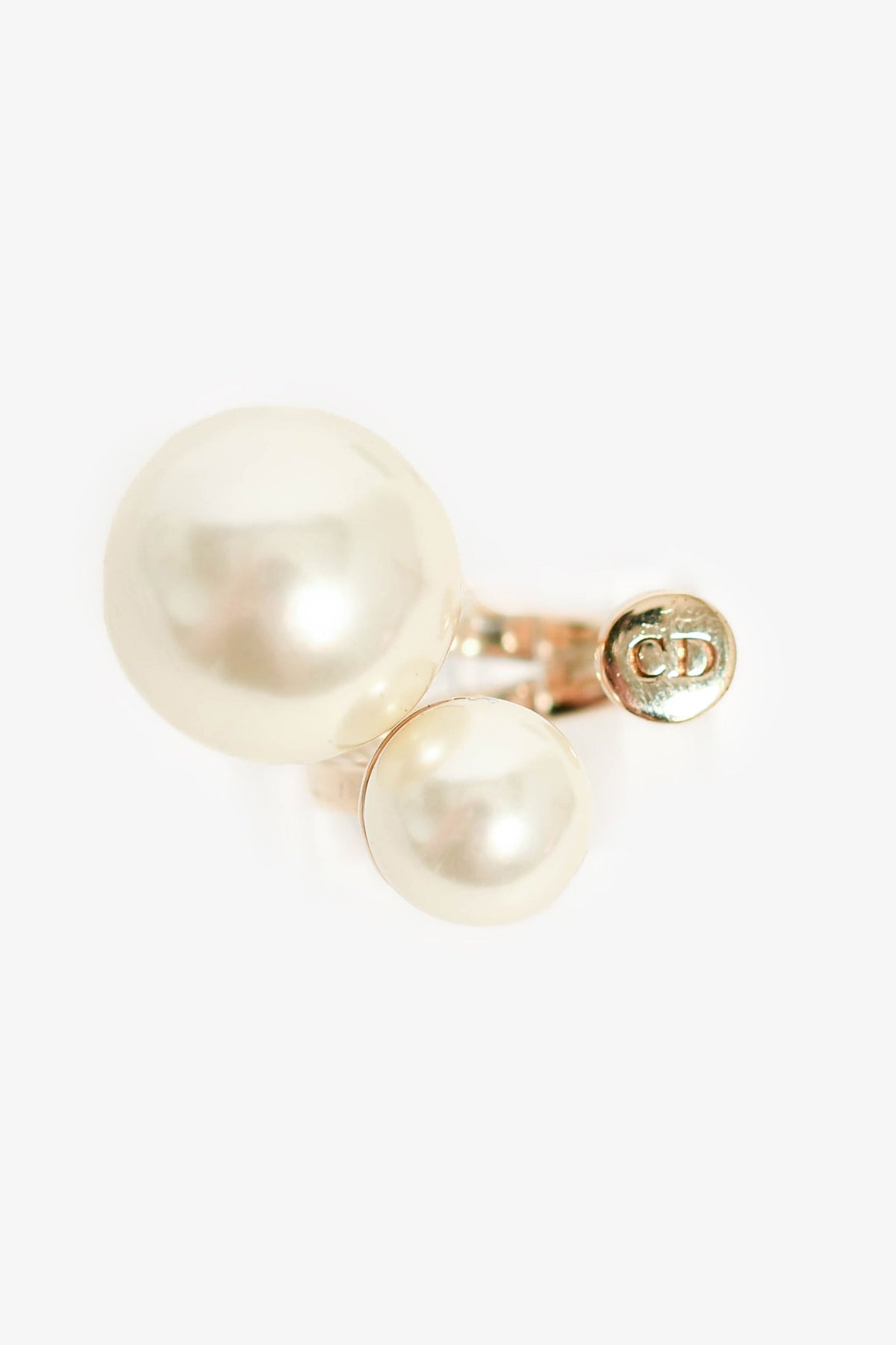 Christian Dior Gold Toned Faux Pearl 'Ultradior' Ring Size 5.5
