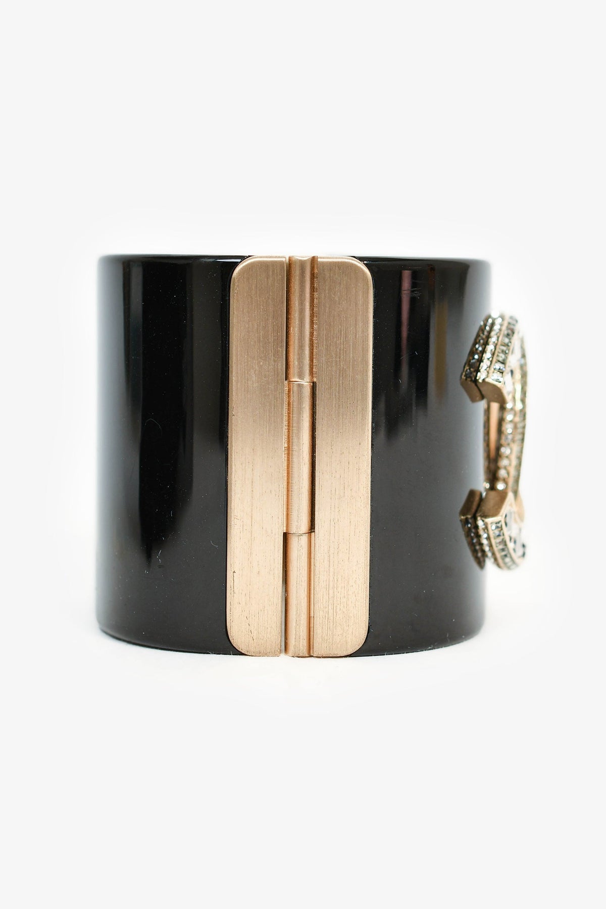 Chanel™ 2015 Black Resin Crystal CC Cuff Bracelet