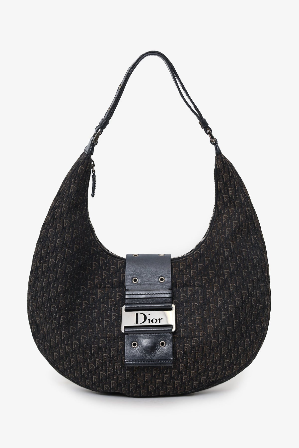 Christian Dior 2005 Black Diorissimo Canvas and Leather Street Chic Crossbody