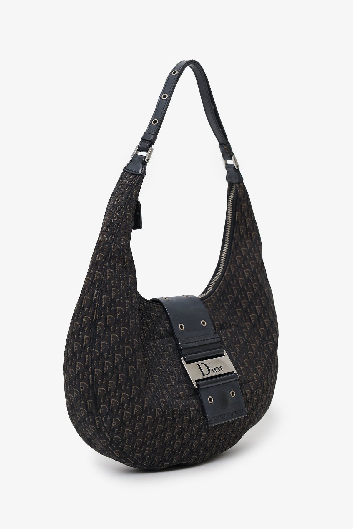 Christian Dior 2005 Black Diorissimo Canvas and Leather Street Chic Crossbody