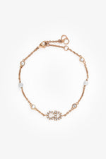 Christian Dior Gold Tone Metal CD Crystal/Faux Pearl Bracelet
