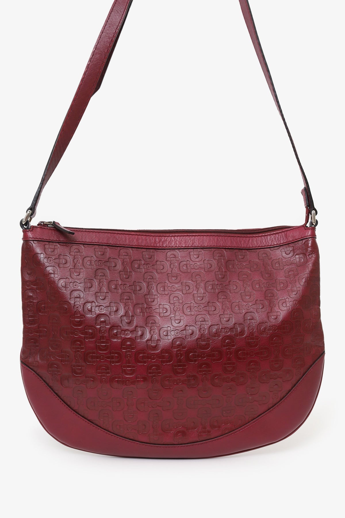Gucci Burgundy Calfskin Horsebit Embossed Crossbody