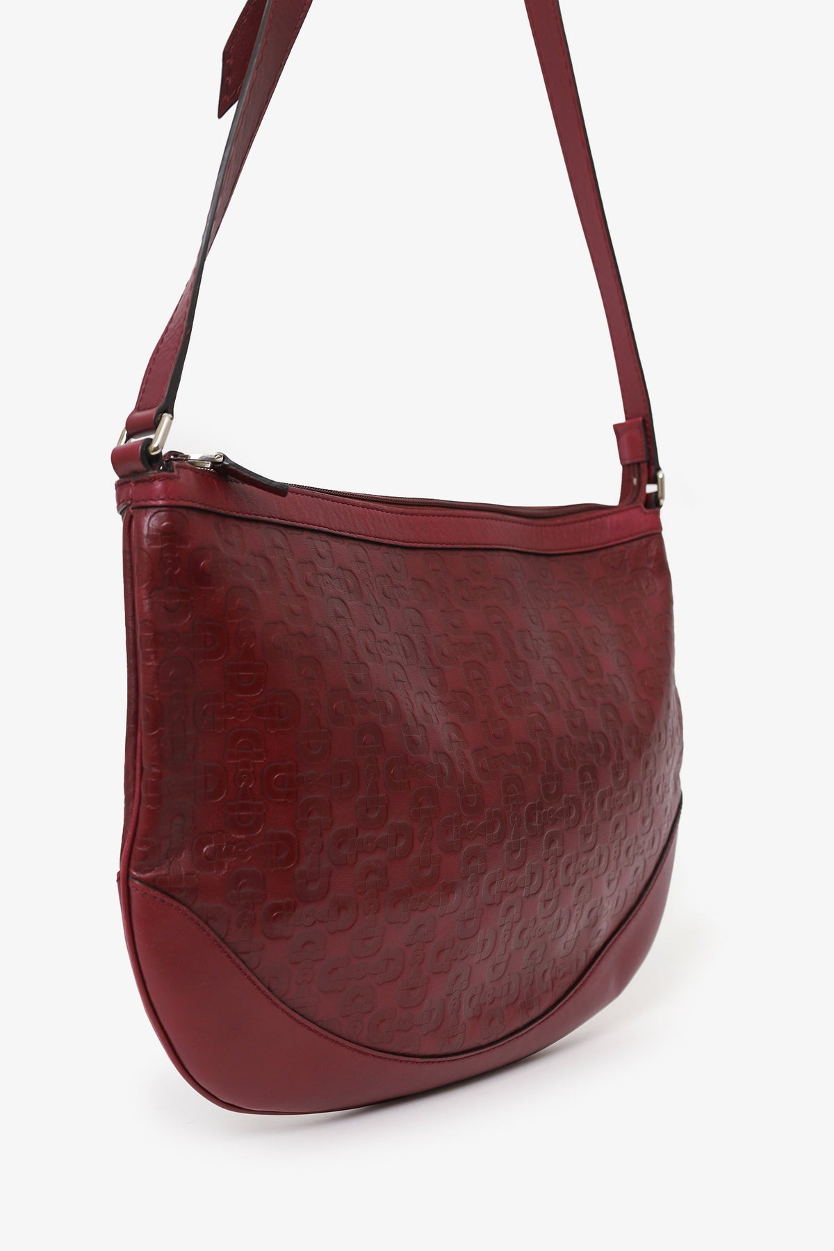 Gucci Burgundy Calfskin Horsebit Embossed Crossbody