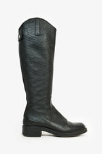 Gucci Black Monogram Leather Riding Boots Size 35.5