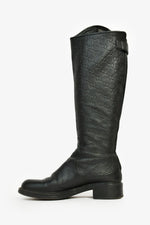 Gucci Black Monogram Leather Riding Boots Size 35.5
