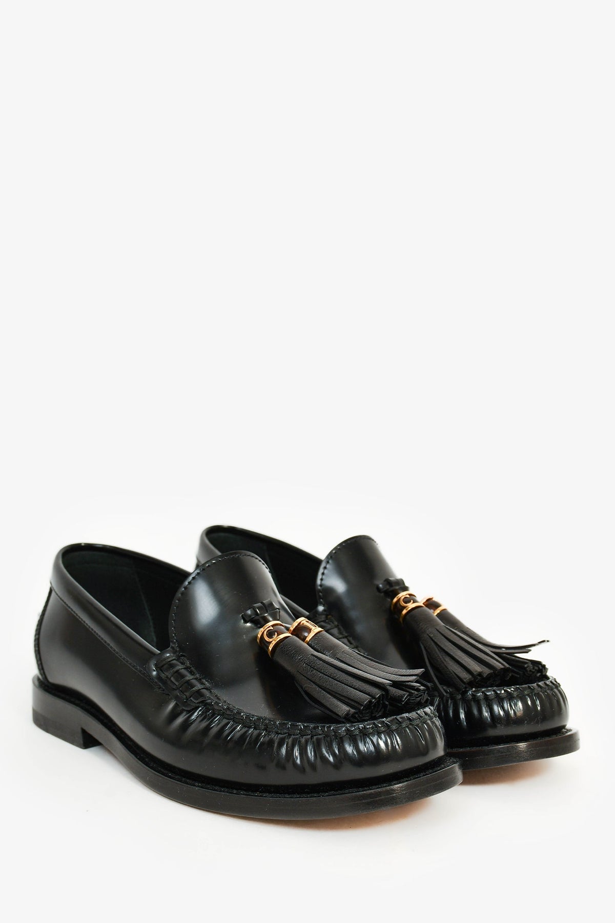 Christian Dior Black Leather 'D-Academy' Tassel Loafers Size 35.5