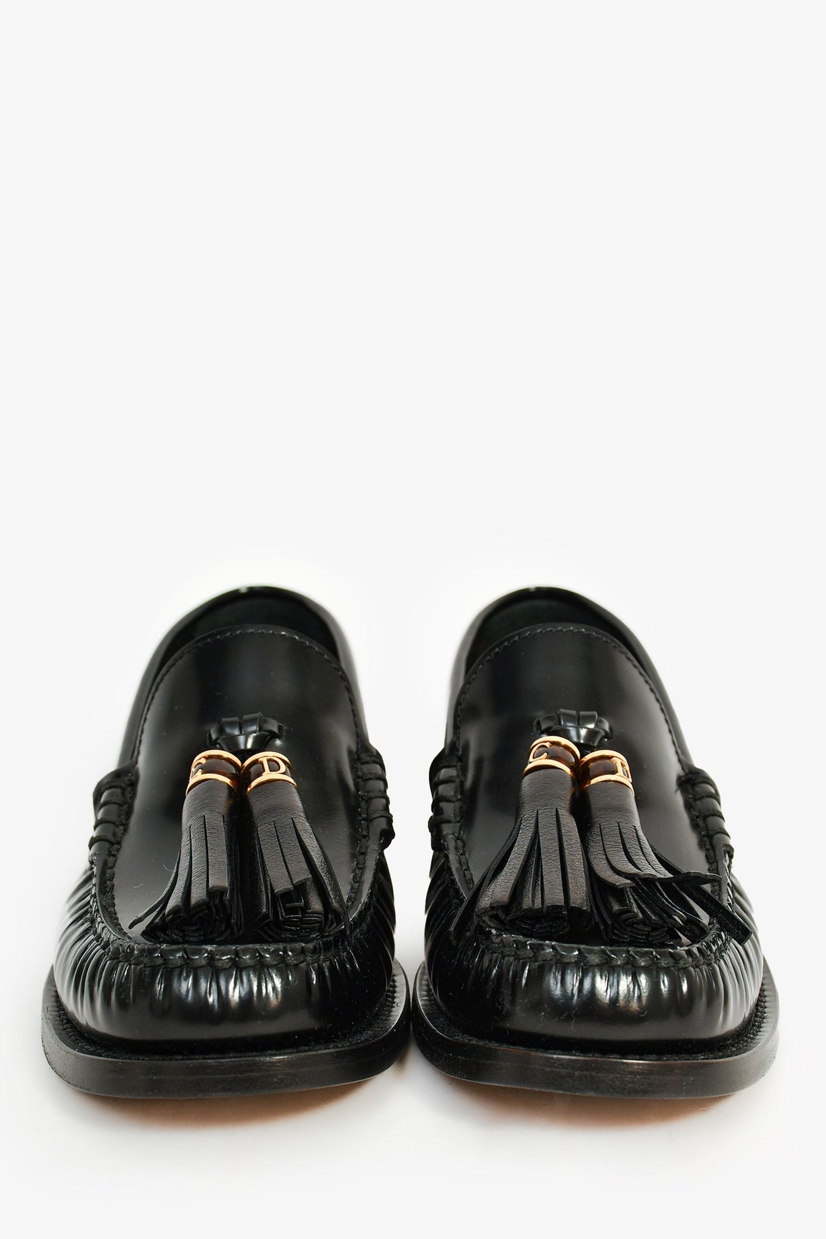 Christian Dior Black Leather 'D-Academy' Tassel Loafers Size 35.5