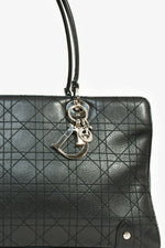 Christian Dior 2004 Black Cannage Leather East West Lady Dior Tote Bag