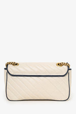Gucci Cream/Navy Leather Small Marmont Shoulder Bag