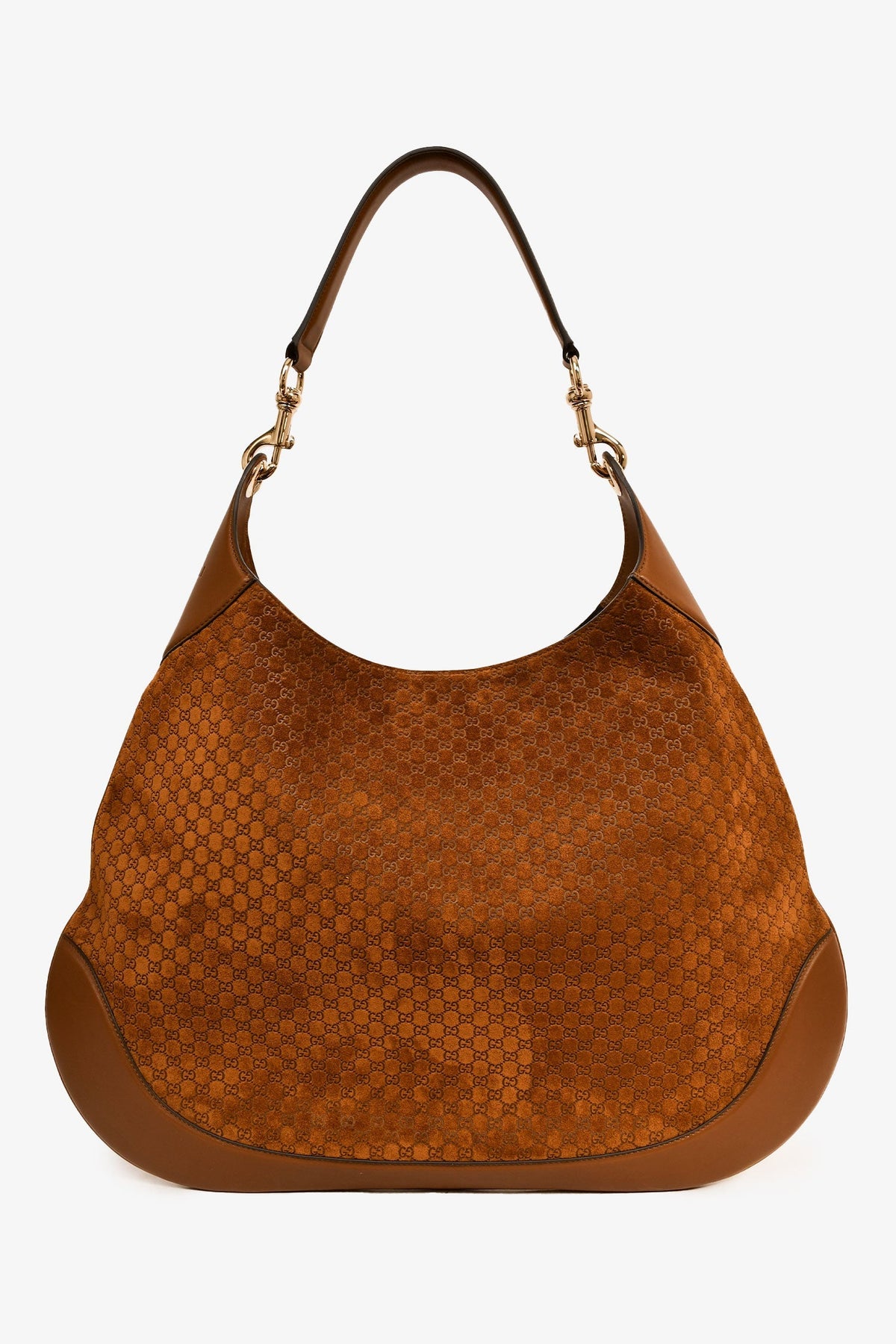 Gucci Brown GG Suede Large 'Gucci B' Shoulder Bag