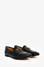 Gucci Black Leather Jordaan Horsebit Loafers Size 37.5