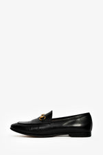 Gucci Black Leather Jordaan Horsebit Loafers Size 37.5