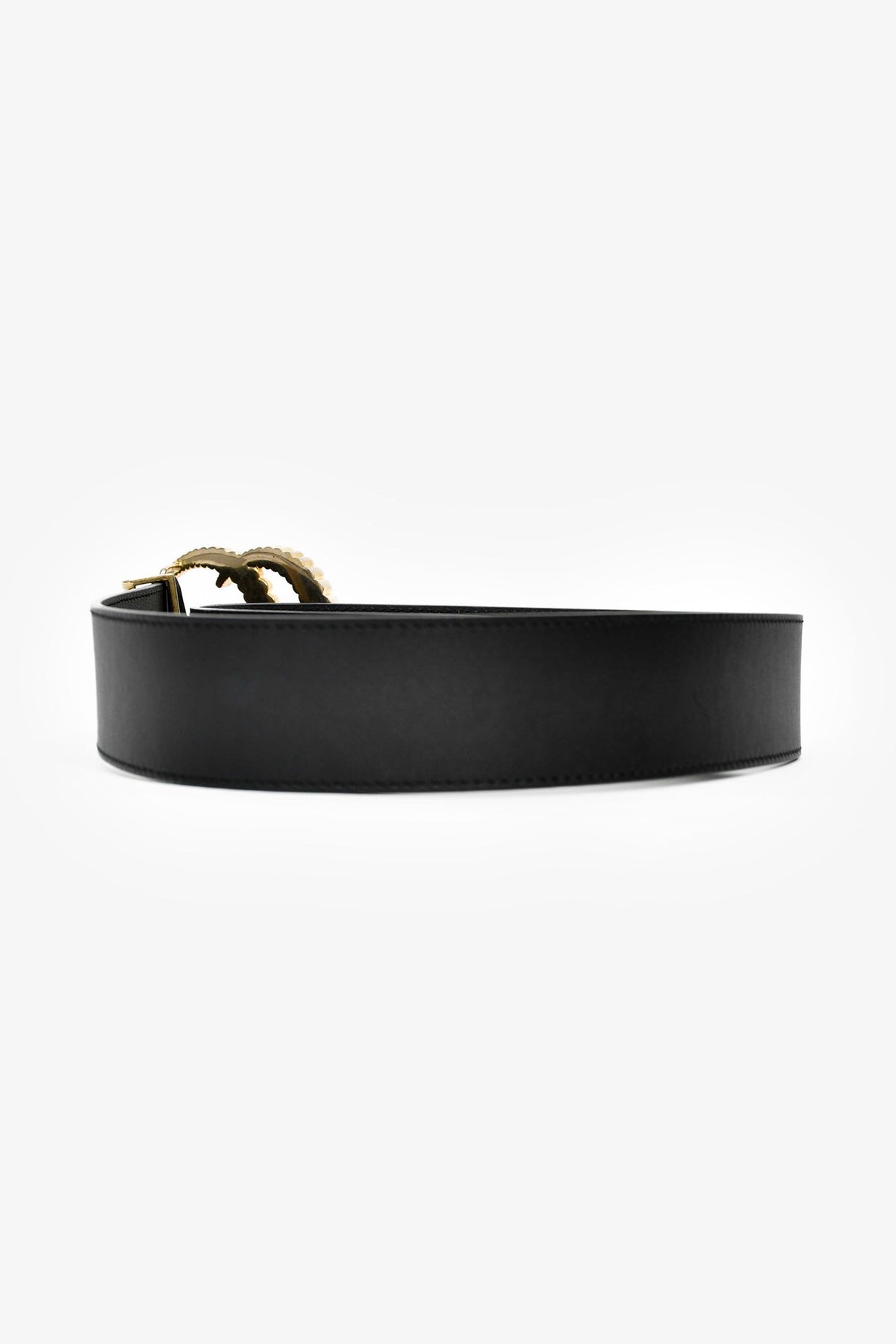 Gucci Black Leather 1.5" Textured GG Belt Size 75