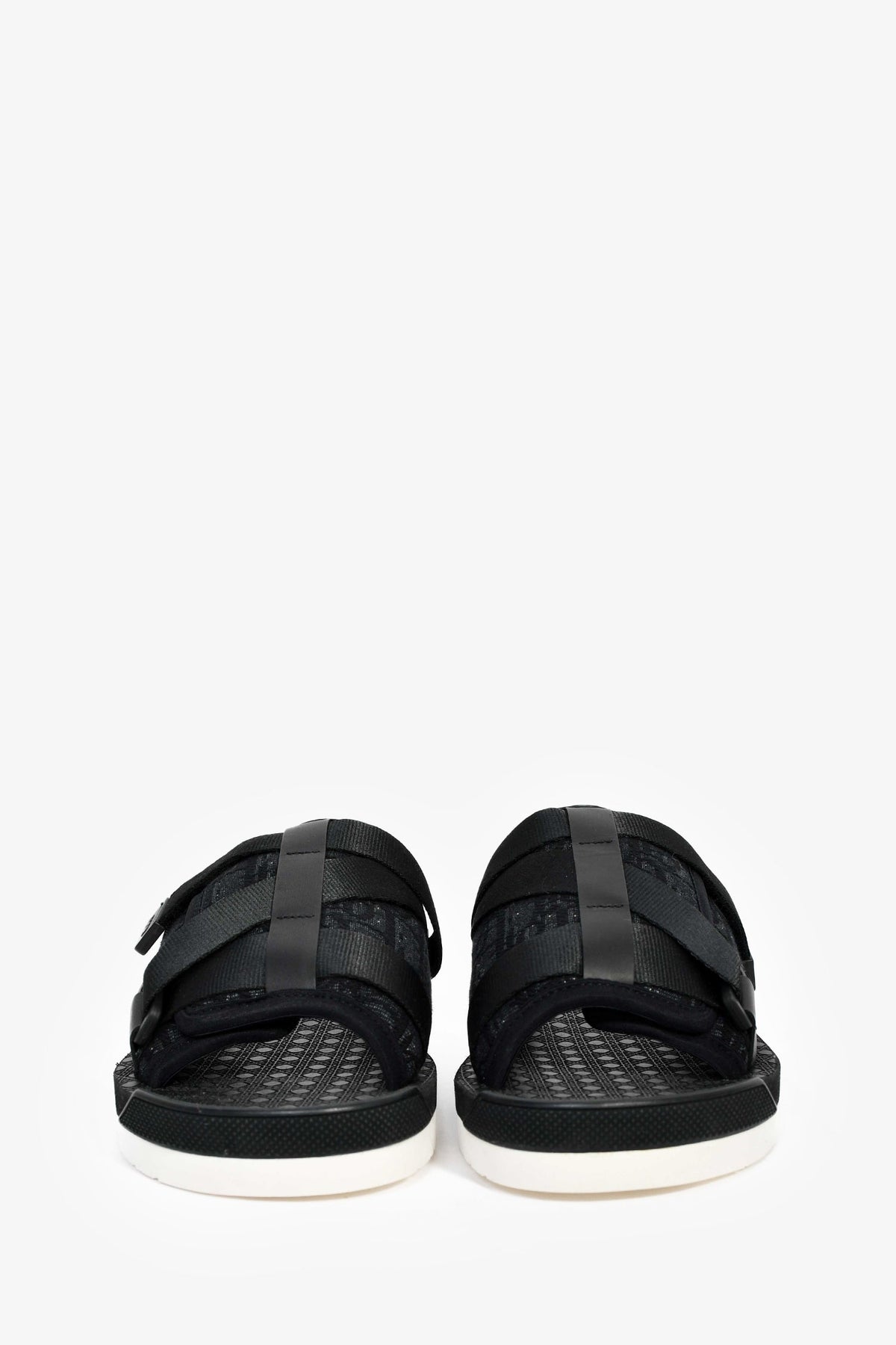 Christian Dior Black Oblique Jacquard 'Alpha' Sandals Size 38