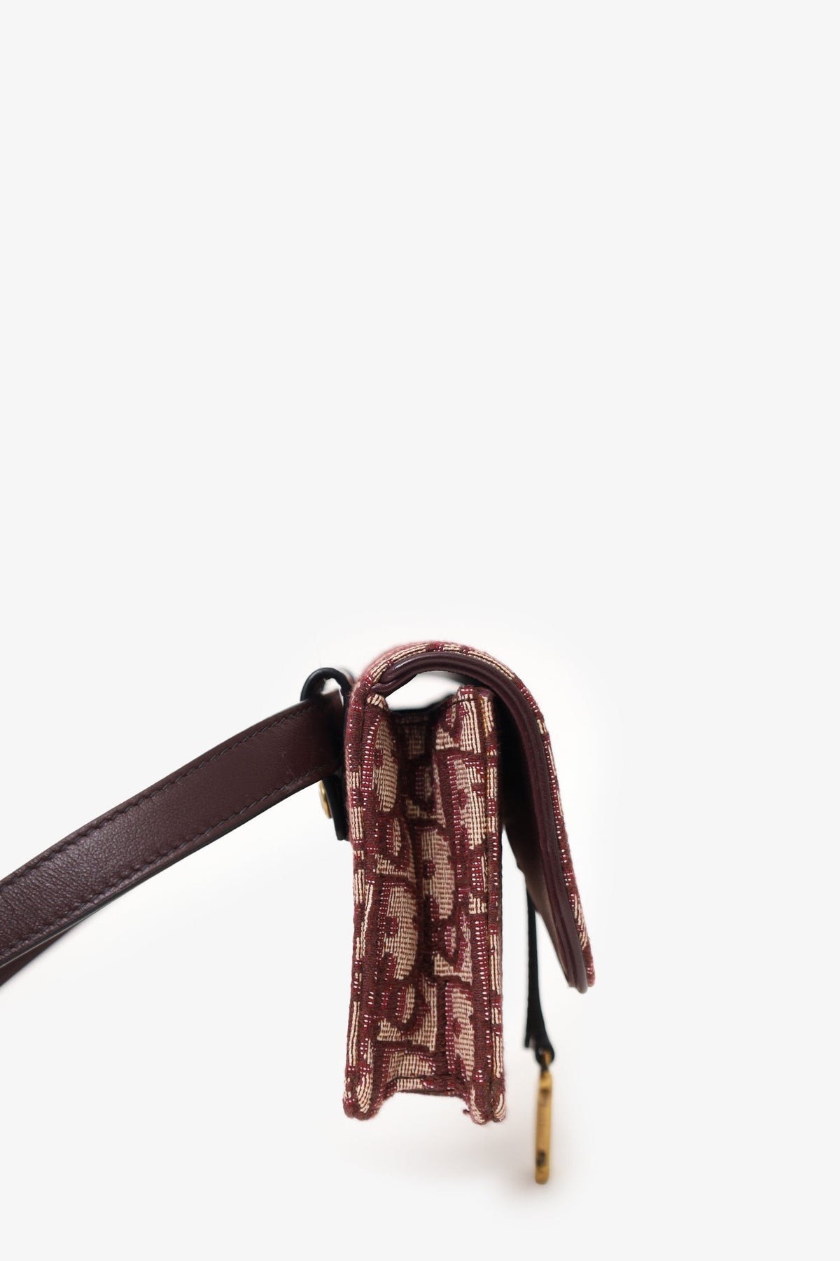 Christian Dior 2019 Burgundy Oblique Jacquard Saddle Belt Pouch