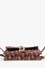 Christian Dior 2019 Burgundy Oblique Jacquard Saddle Belt Pouch