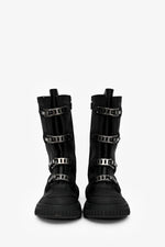 Christian Dior Black Rubber Buckle Zip-Up Boots Size 36