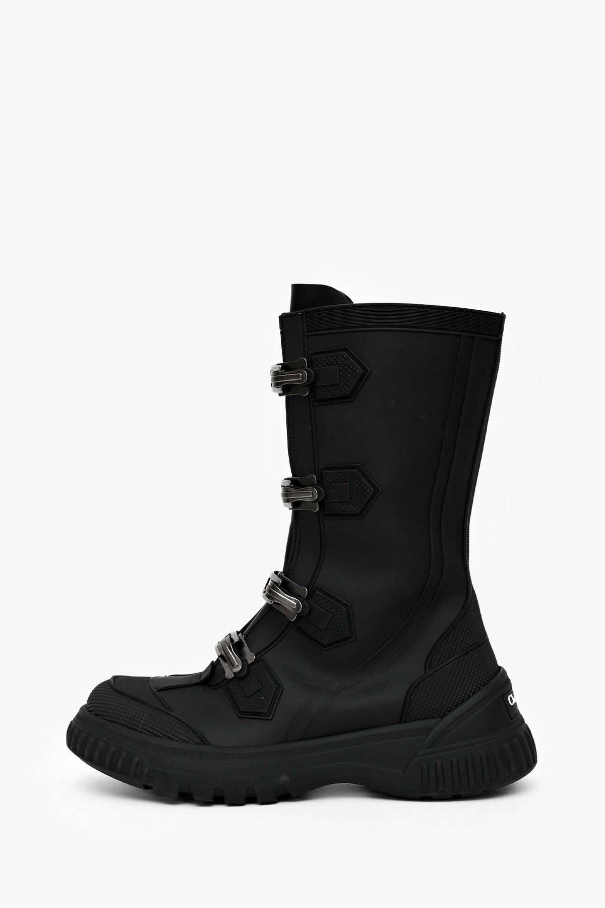 Christian Dior Black Rubber Buckle Zip-Up Boots Size 36