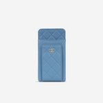 Chanel CC Phone Holder -Blue Caviar | Champagne Gold Hardware
