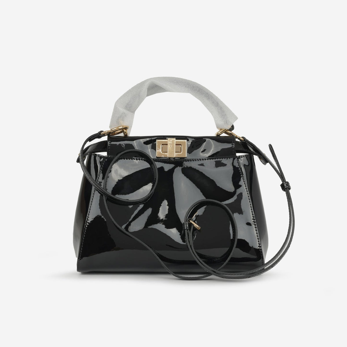 Fendi Mini Peekaboo Black Patent Leather GHW (NWT)