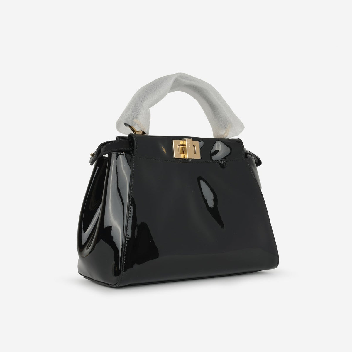 Fendi Mini Peekaboo Black Patent Leather GHW (NWT)