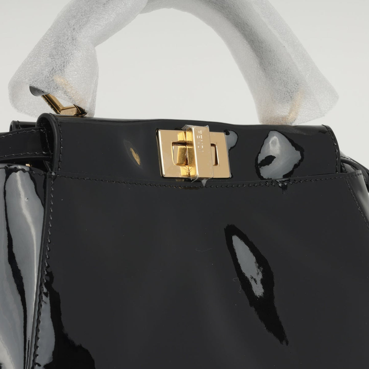 Fendi Mini Peekaboo Black Patent Leather GHW (NWT)